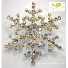 Rhinestone por atacado do projeto do floco de neve pino broche personalizado de cristal